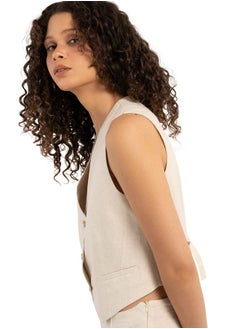 ASTK سترة كتان عادية مع حزام خلفي  - Image 3