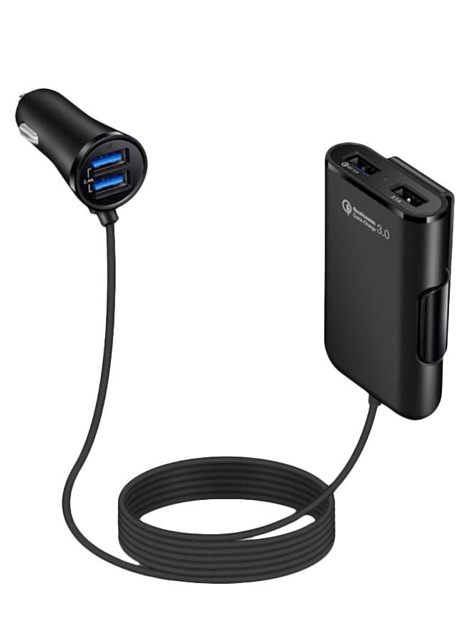 NIBEMINENT 4-In-1 USB Port Car Phone Charger Black - Image 1