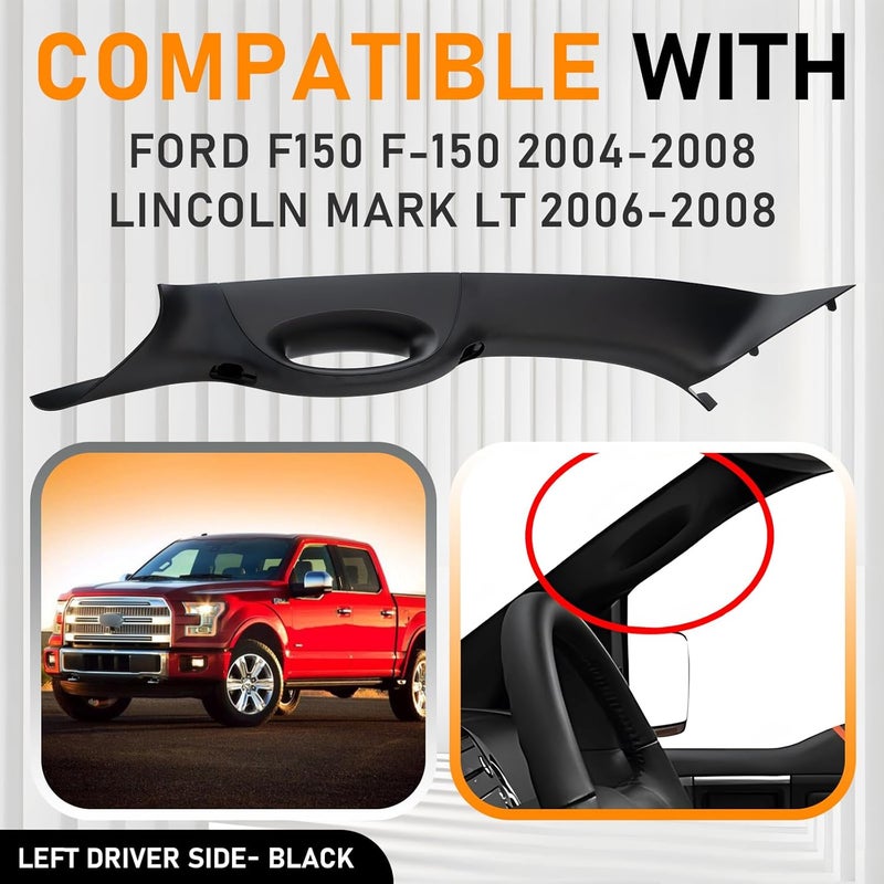 Gagsu A Pillar Interior Trim Handle Left Driver Side Compatible with Ford F150 F-150 2004-2008 Lincoln Mark LT 2006-2008 A Pillar Grab Handle Assist Panel 4L3Z-1503599-AAA (Left Driver Side Black) - Image 2