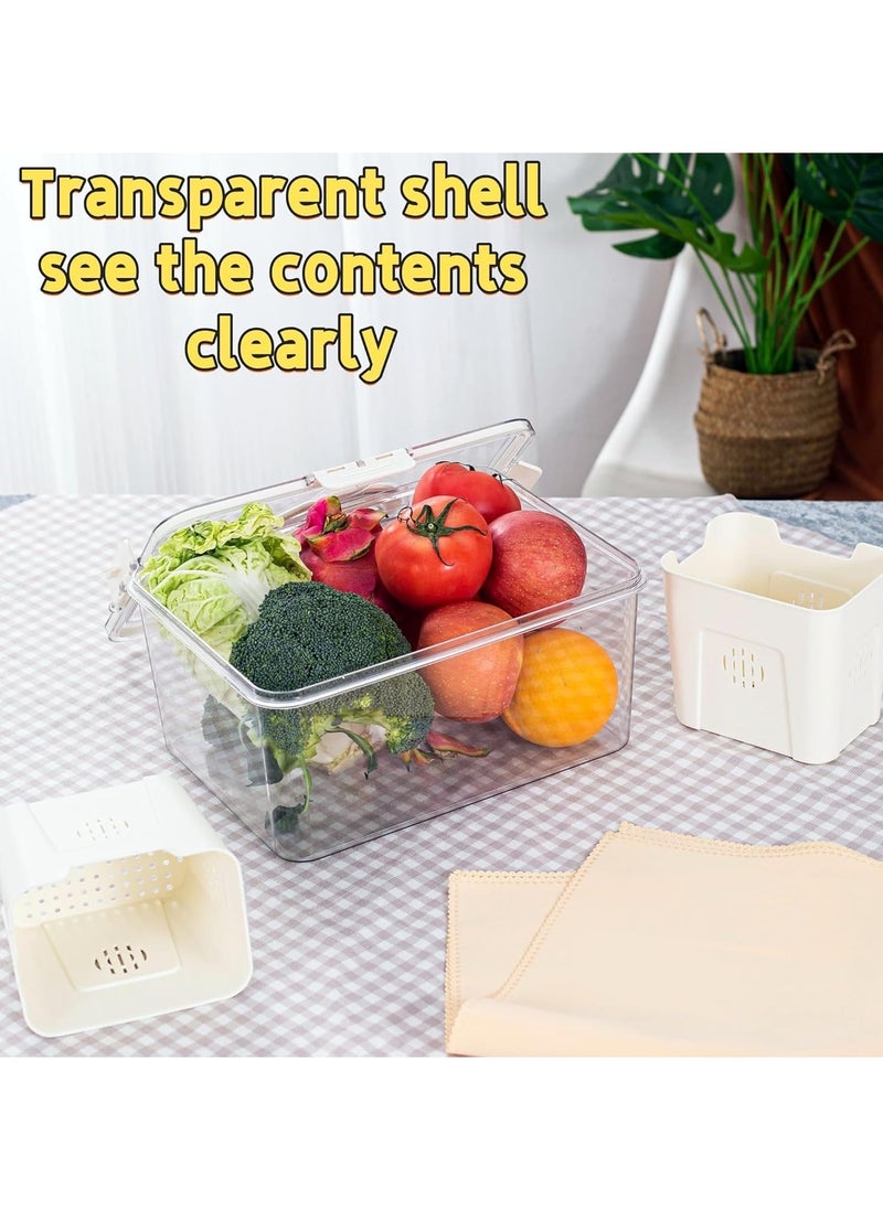 KITCHENOO - MEIHAOME Food Storage Containers with Lids,Refrigerator Organizer Bins,3 Removable Containers for Food,Fridge Organizers and Storage,Stackable Produce Berry Fruit Veggie Stay Fresh Containers - Image 1