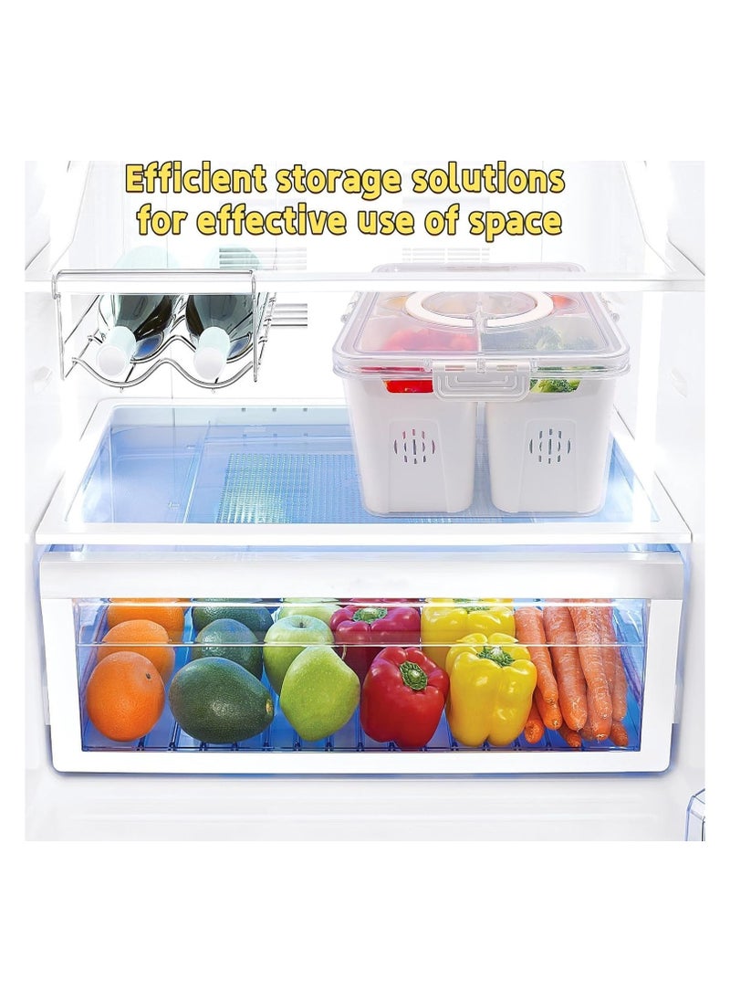 KITCHENOO - MEIHAOME Food Storage Containers with Lids,Refrigerator Organizer Bins,3 Removable Containers for Food,Fridge Organizers and Storage,Stackable Produce Berry Fruit Veggie Stay Fresh Containers - Image 1