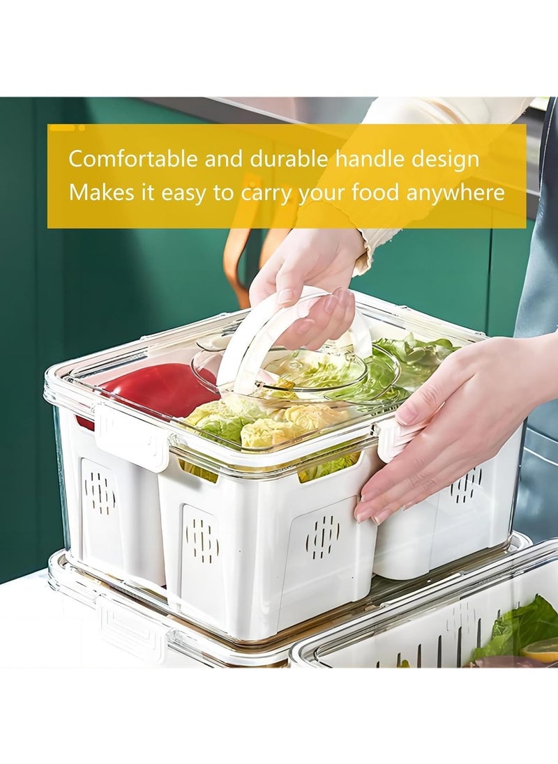 KITCHENOO - MEIHAOME Food Storage Containers with Lids,Refrigerator Organizer Bins,3 Removable Containers for Food,Fridge Organizers and Storage,Stackable Produce Berry Fruit Veggie Stay Fresh Containers - Image 1