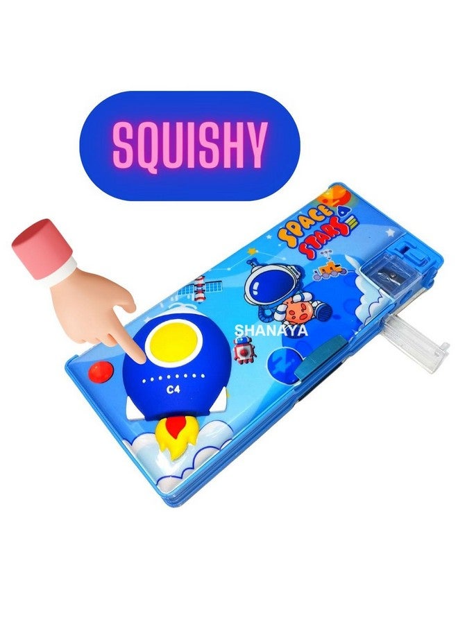 SHANAYA Multipurpose Dual Sided Squishy Space Theme Magnetic Pencil Box with Sharpeners for Kids Boys Girls School Return Gifts Stationery Items (Random Color) - Image 2