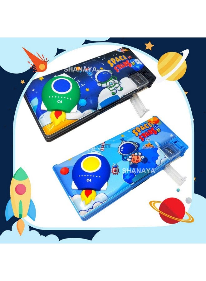 SHANAYA Multipurpose Dual Sided Squishy Space Theme Magnetic Pencil Box with Sharpeners for Kids Boys Girls School Return Gifts Stationery Items (Random Color) - Image 3