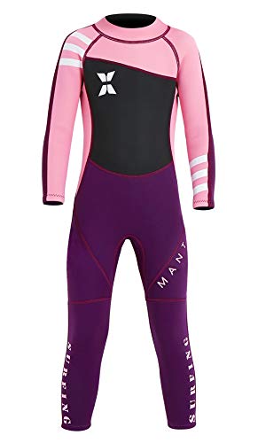 DIVE & SAIL Boys Girls 2.5mm UV Protective Thermal Swim Suits Long Sleeve One Piece Wetsuit Stretchy Full Suit Pink L - Image 2