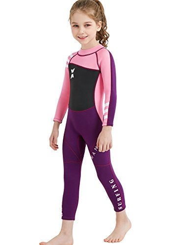 DIVE & SAIL Boys Girls 2.5mm UV Protective Thermal Swim Suits Long Sleeve One Piece Wetsuit Stretchy Full Suit Pink L - Image 5