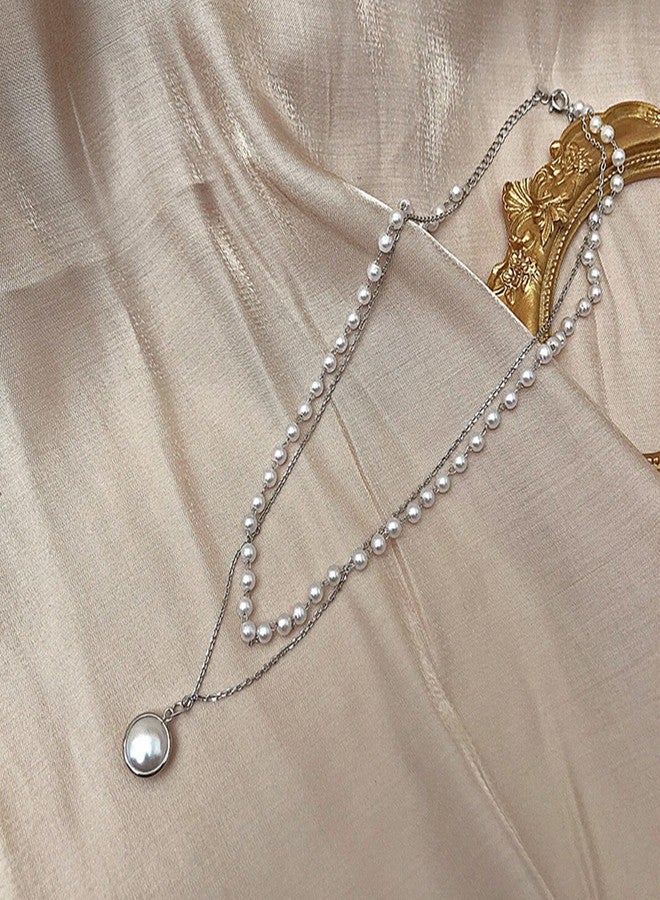 FFZDENA 4 Piece Set Pearl Necklace For Women, Layered Necklace For Women With Pearl Chain For Woman, 2 Necklaces And 2 Bracelets Set In Gold And Silver, Fashion Jewelry For Casual Wear And Parties - Image 4
