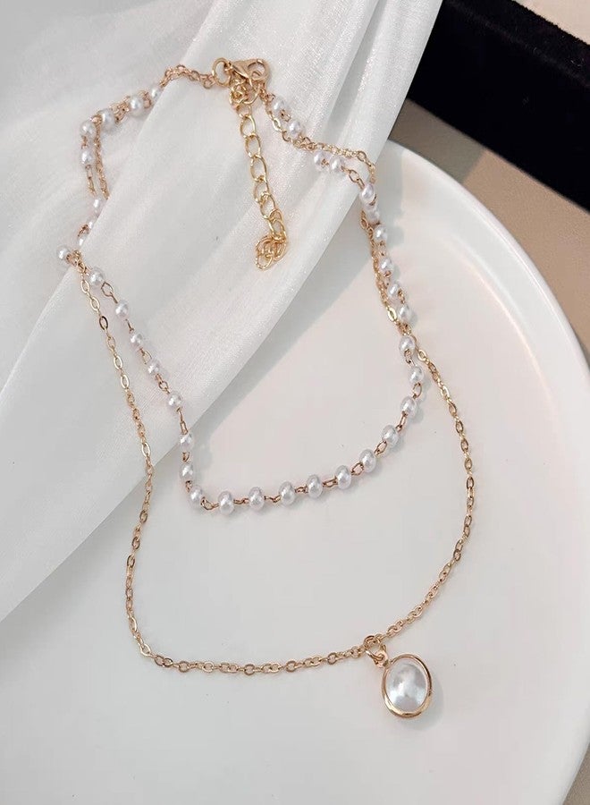 FFZDENA 4 Piece Set Pearl Necklace For Women, Layered Necklace For Women With Pearl Chain For Woman, 2 Necklaces And 2 Bracelets Set In Gold And Silver, Fashion Jewelry For Casual Wear And Parties - Image 5
