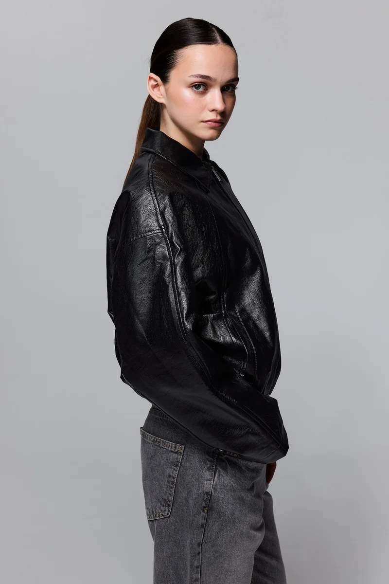 Defacto  Balloon Fit Faux Leather Jacket for Women | Best Price UAE