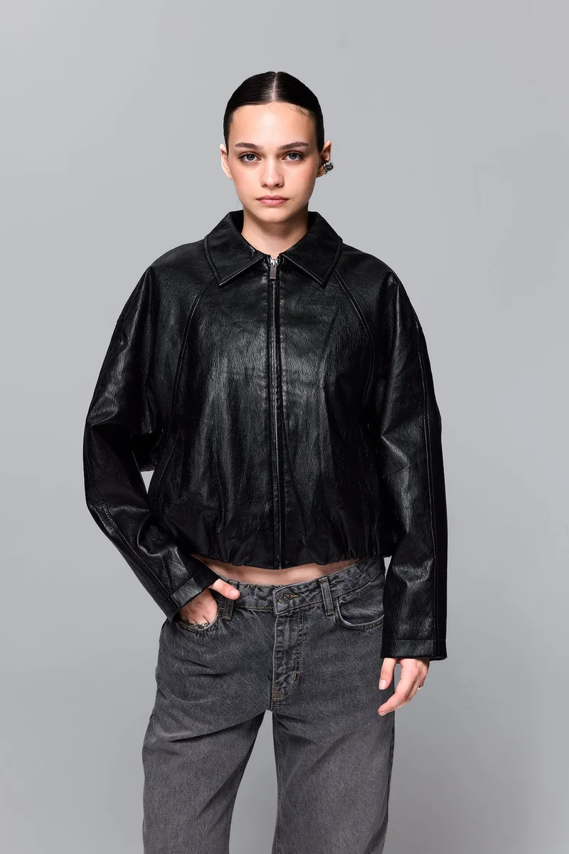 Defacto  Balloon Fit Faux Leather Jacket for Women | Best Price UAE