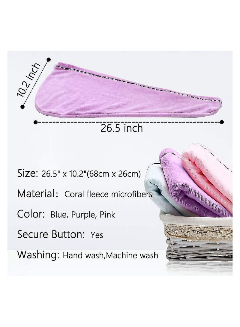 SOSEKO 3 Pack Hair Towel Wrap Microfiber Quick Drying Hair Towels - Image 2