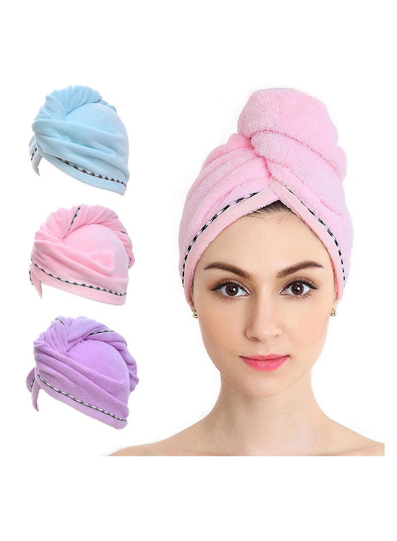 SOSEKO 3 Pack Hair Towel Wrap Microfiber Quick Drying Hair Towels - Image 1