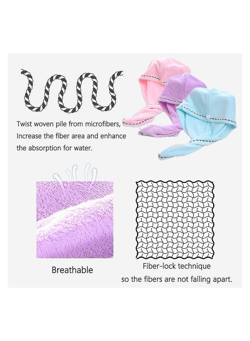 SOSEKO 3 Pack Hair Towel Wrap Microfiber Quick Drying Hair Towels - Image 4