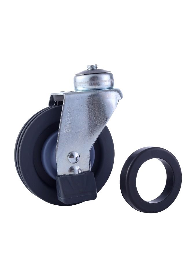 BMB tools Shopping Trolley Light Duty Caster - 4 Inch PU Swivel Wheel with M12 Threaded Stem, Ball Bearing, Non-Marking, Smooth Rolling and Durable Construction - Ideal for Carts, Display Stands, and Light Transport Use - Image 2