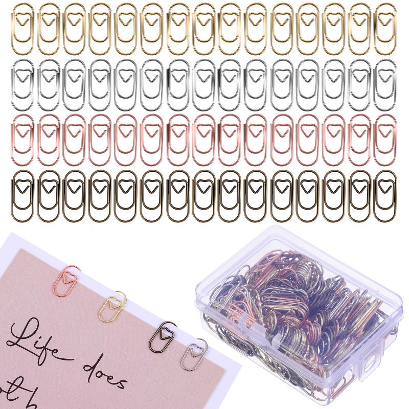 Mini Heart Paper Clips Decorative Binder Clips 200 Pcs Gold Silver Rose Gold Gunmetal Office School Supplies - Image 2
