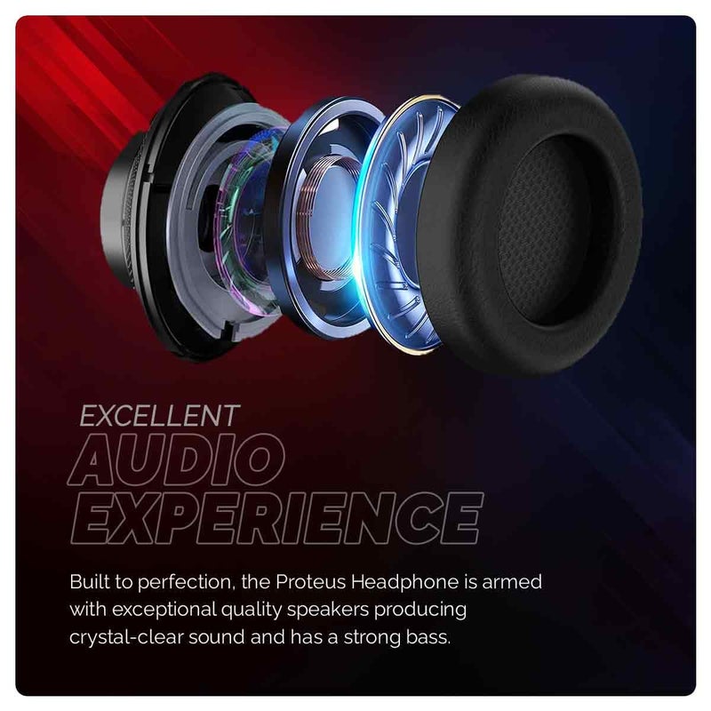 Cosmic Byte Proteus Headset Dual Input USB and 3.5mm, 7.1 Surround Sound, RGB LED, ENC Microphone, Memory Foam Earcushions, Windows Software (Black) - Image 2
