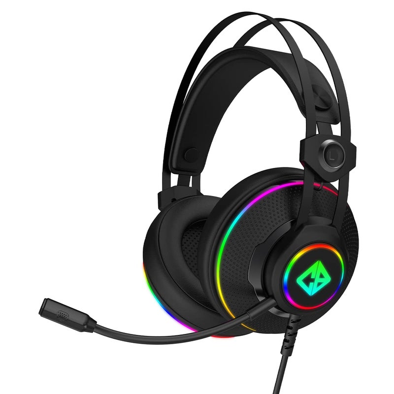 Cosmic Byte Proteus Headset Dual Input USB and 3.5mm, 7.1 Surround Sound, RGB LED, ENC Microphone, Memory Foam Earcushions, Windows Software (Black) - Image 1