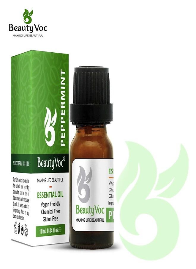BEAUTY VOC Pure Peppermint Oil Extracted from Peppermint Leaves with Menthol and Antioxidants a Natural Boost for Skin, Hair and Senses, 10ml  - Image 1