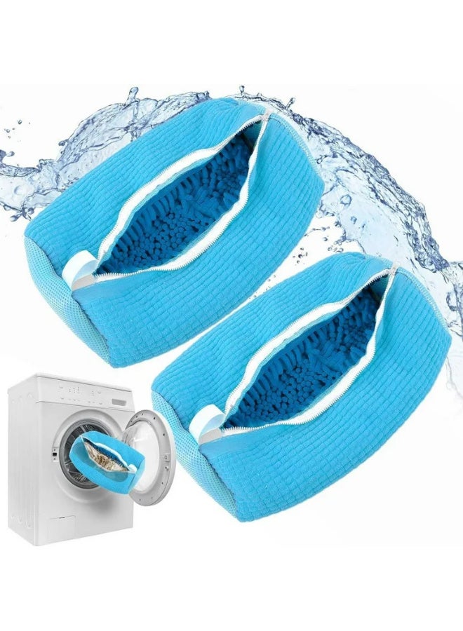 Shoes Clean Reusable and Durable Zipper Shoe Washing Bag Blue - Image 4