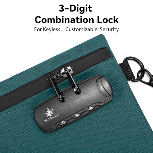 KOSMCCO Money Bag with Lock, 11.8 x 7.9 Inches Durable Canvas Cash Pouch Bank Bag for Cash, Passports, Notary Supplies, Medicine, Valuable Storage, Cyan - Image 5