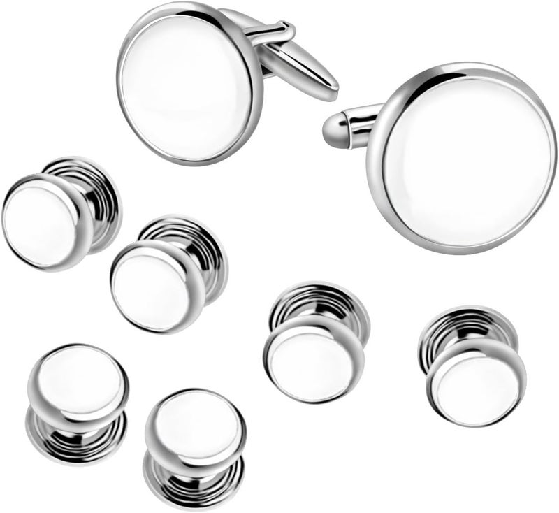 IPINK -Mens Cufflinks and Studs Set Tuxedo Formal Kit Shirts Business Wedding - Image 1