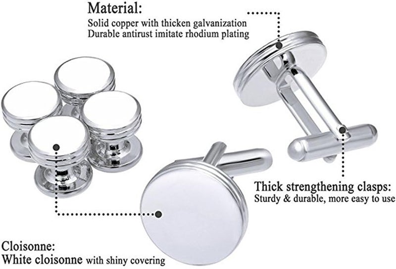 IPINK -Mens Cufflinks and Studs Set Tuxedo Formal Kit Shirts Business Wedding - Image 2