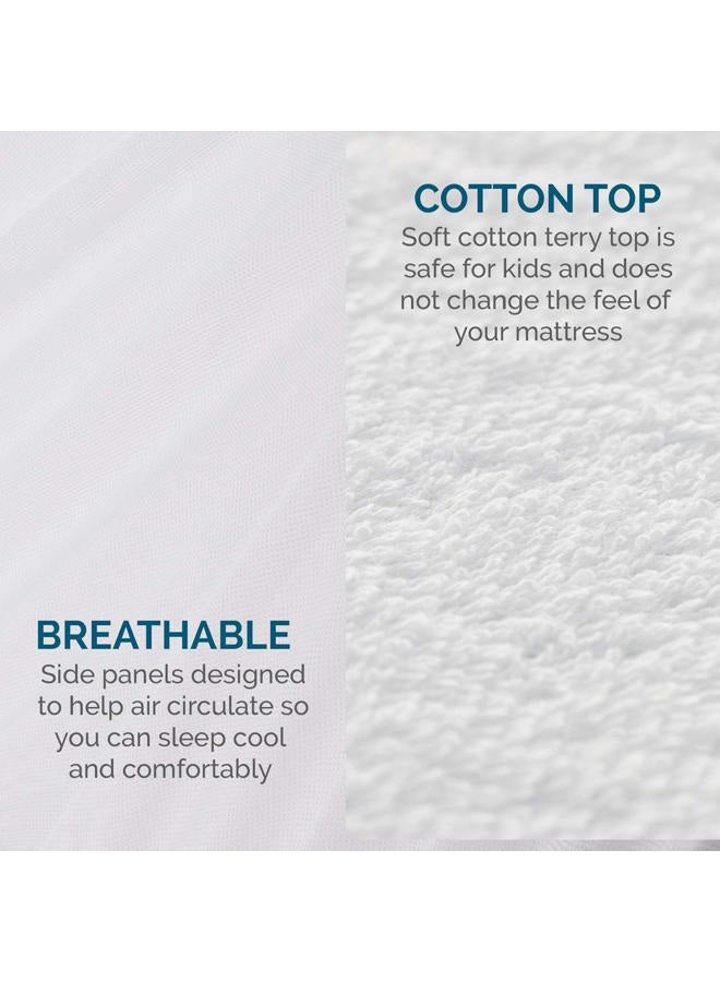 LUCID واقي مرتبة مائي 100% مضاد للحساسية - مقاس عالمي، قمة قطنية تيري، كوين، أبيض - Image 4