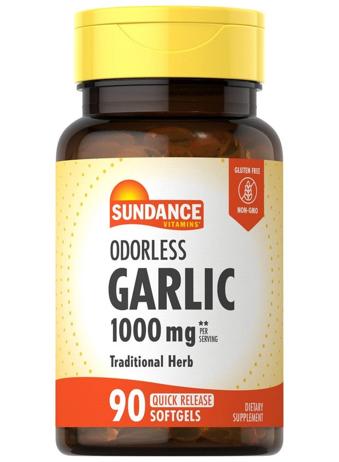 Sundance Odorless Garlic Softgels | 1000mg | 90 Count | Non-GMO and Gluten Free Supplement - Image 1