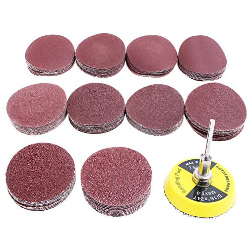 AUTOTOOLHOME 100 Pack 2 inch Sanding Discs Kit with Polishing Pads Plate 40 60 80 100 120 150 180 240 320 400 Grit Sandpapers for Drill Grinder Rotary Tool - Image 1