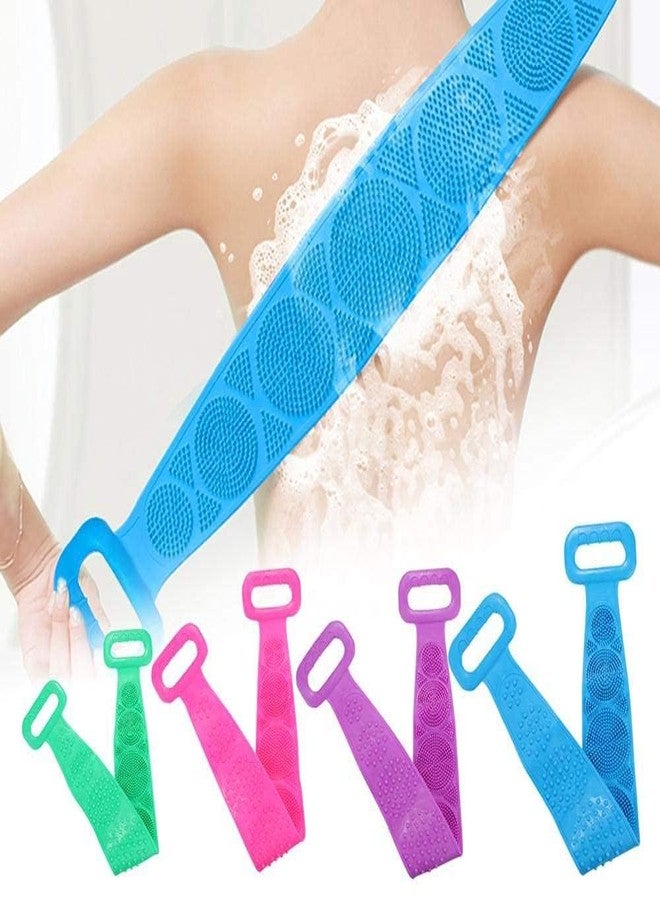 Onward Silicone Body Back Scrubber Double Side Bathing Brush for Skin Deep Cleaning Massage, Long Bath Body Brush with Soft Bristles for Men and Women (Multicolor) - Image 4