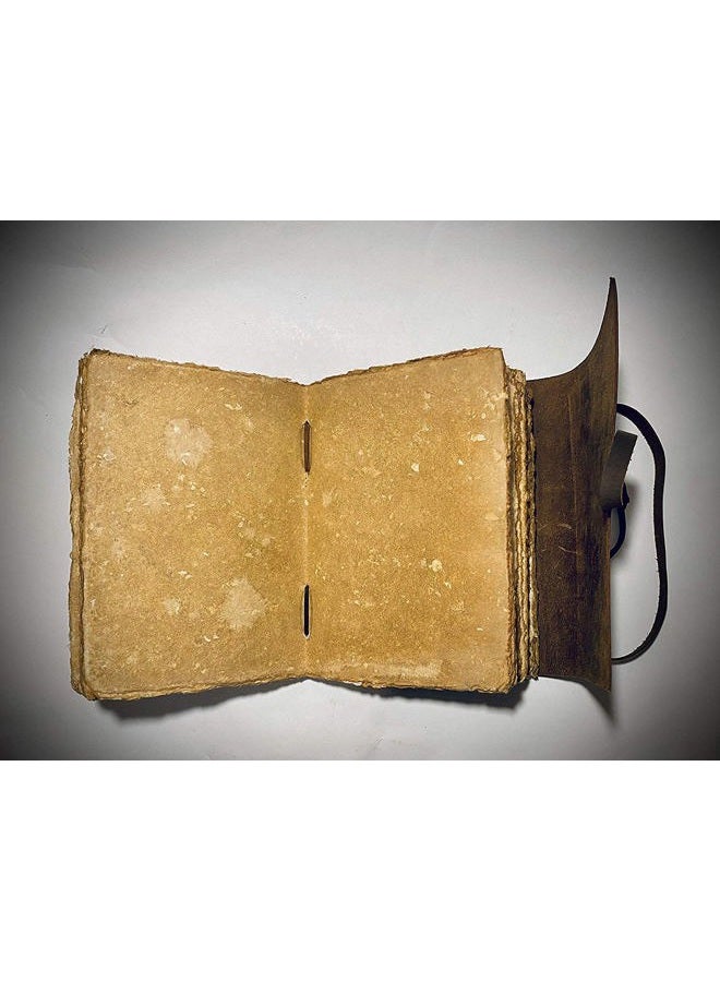 Modest Goods Vintage Leather Journal - 200 pages Deckle Edge Rustic Paper - Unlined Pages Book of Shadows, Grimoire, Junk Notebook, Fantasy Medieval Gifts, Sketchbook, Antique Scrapbook (Dark Brown, 9"x6") - Image 5