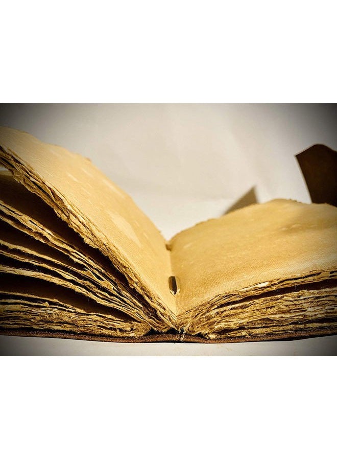 Modest Goods Vintage Leather Journal - 200 pages Deckle Edge Rustic Paper - Unlined Pages Book of Shadows, Grimoire, Junk Notebook, Fantasy Medieval Gifts, Sketchbook, Antique Scrapbook (Dark Brown, 9"x6") - Image 4