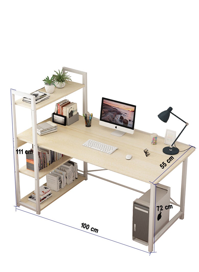 ZUIHAO Computer Table with 4 Tier Shelves for Home Office Study or Gaming Modern Simple Style Writing Desk Table  - Image 2