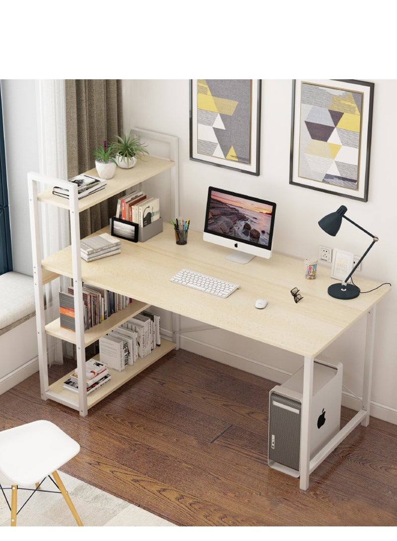 ZUIHAO Computer Table with 4 Tier Shelves for Home Office Study or Gaming Modern Simple Style Writing Desk Table  - Image 1