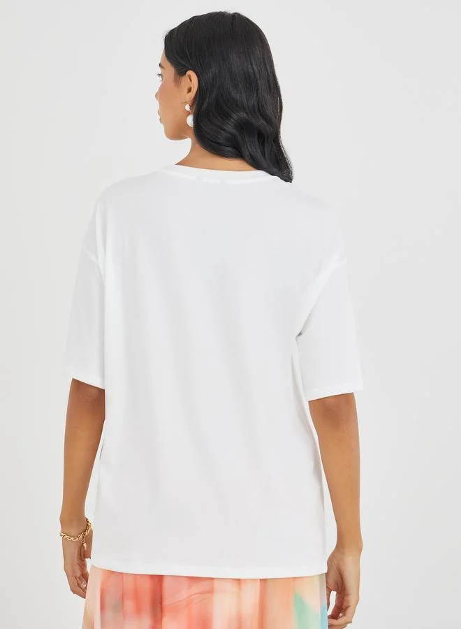 Take Two Take Two Graphic Print Round Neck Oversized T-Shirt