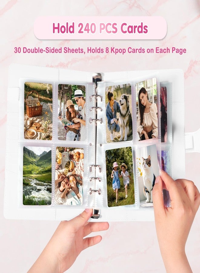 WITHYU A5 Kpop Photocard Binder with 30 Pack 4-Pocket Card Pages, 6 Ring A5 Binder Card Collector Album with 240 Card Slots,PU Leather Binder Cover with Magnetic Buckle Closure for Organizing Trading Card - Image 2