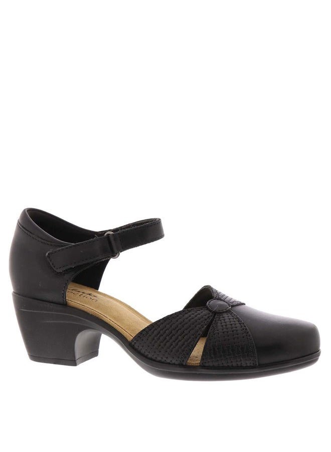clarks حذاء نسائي إميلي راي بكعب عالٍ، جلد أسود، 38 EU عريض - Image 2