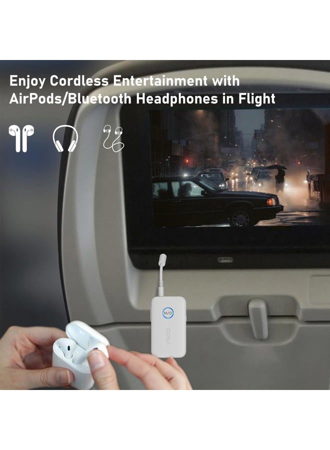 YMOO Bluetooth 5.3 Transmitter Receiver for 2 Wireless Headphones/Speaker/Airplane, 3.5mm Jack AUX Bluetooth Audio Adapter, 22h Long Range AptX Low Latency for Smarphone/Tablet/PC/TV/Home Stereo - Image 2