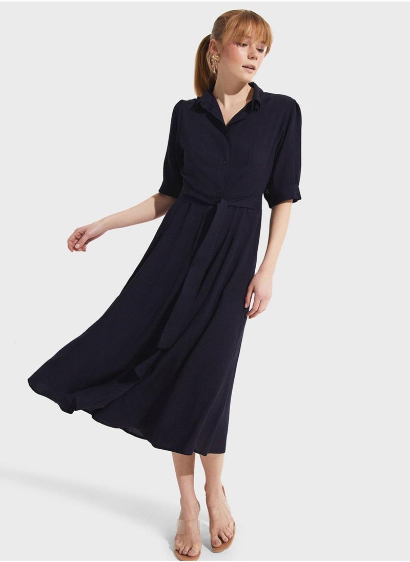 JUNE - Belted Shirt Dress - Image 1