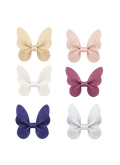 Liasun 6Pcsset Butterfly Hair Clips Soft Wave Grain PU with Alligator Clips Barrettes Hair Accessories for Baby Girls Kids Children WomenButterfly Hair Clips 