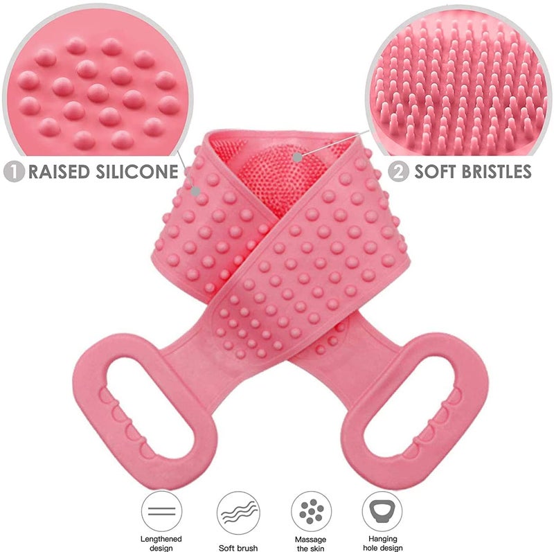Styxon Silicone Back Scrubber for Shower, Styxon 35.4 inch Bath Body Brush, Double Side Spa Massage Exfoliating Back Brush Belt Scrubbing Pad - Multi - Image 5