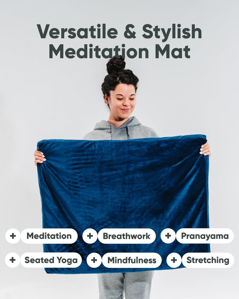 Mindful Modern Velvet Zabuton Meditation Mat - Luxurious Meditation Cushion Pillow with 100% Cotton Filling - Enjoy Better Posture and Greater Comfort for Zafu or Bench (Royal Navy) - Image 5