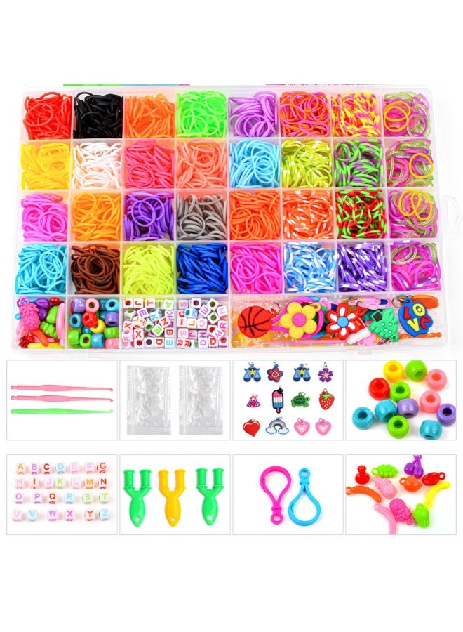 Capstro 40 Grid 2,500+ Loom Bands Kit – DIY Rubber Band Bracelet Making Set with 40 Colors, Charms, Clips, Hooks & Storage Box – Arts & Crafts Jewelry Gift for Kids Age 7–14 - Image 1