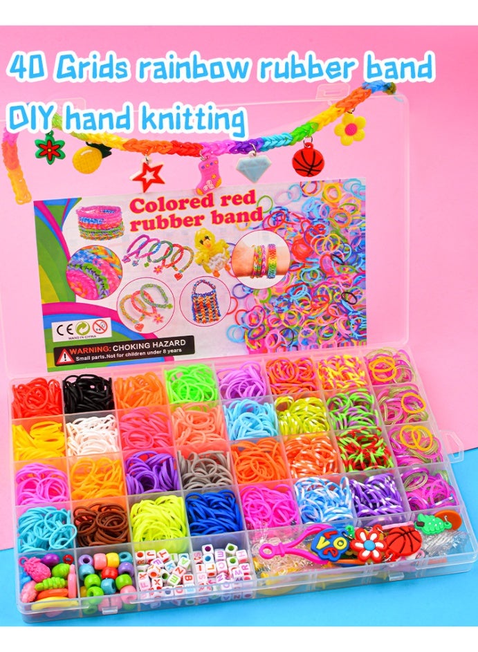 Capstro 40 Grid 2,500+ Loom Bands Kit – DIY Rubber Band Bracelet Making Set with 40 Colors, Charms, Clips, Hooks & Storage Box – Arts & Crafts Jewelry Gift for Kids Age 7–14 - Image 2