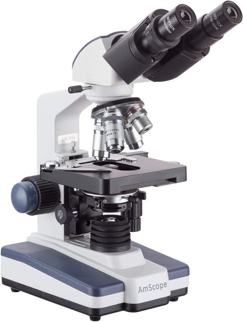 AmScope B120 Series Student & Professional LED Binocular Compound Microscope - 40X-2500X Magnification - Includes 1MP USB Camera & Siedentopf Head - Image 4
