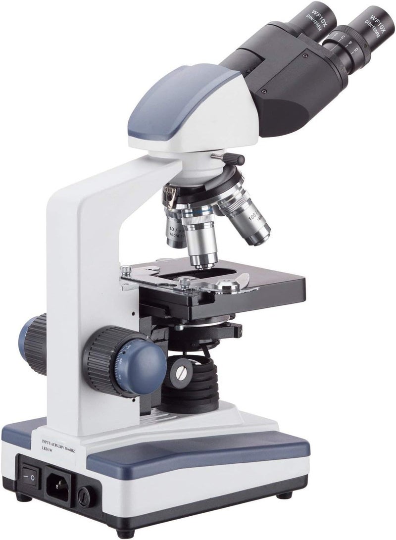 AmScope B120 Series Student & Professional LED Binocular Compound Microscope - 40X-2500X Magnification - Includes 1MP USB Camera & Siedentopf Head - Image 3