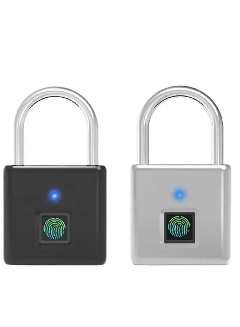 Fingerprint Padlock, Mini Smart Padlock Ultra Light One Touch Open Fingerprint Lock with USB Charging, Gym Locker Lock, Biometric Lock, Locker Lock for Bike, School Locker, Anti-Theft  - Image 2