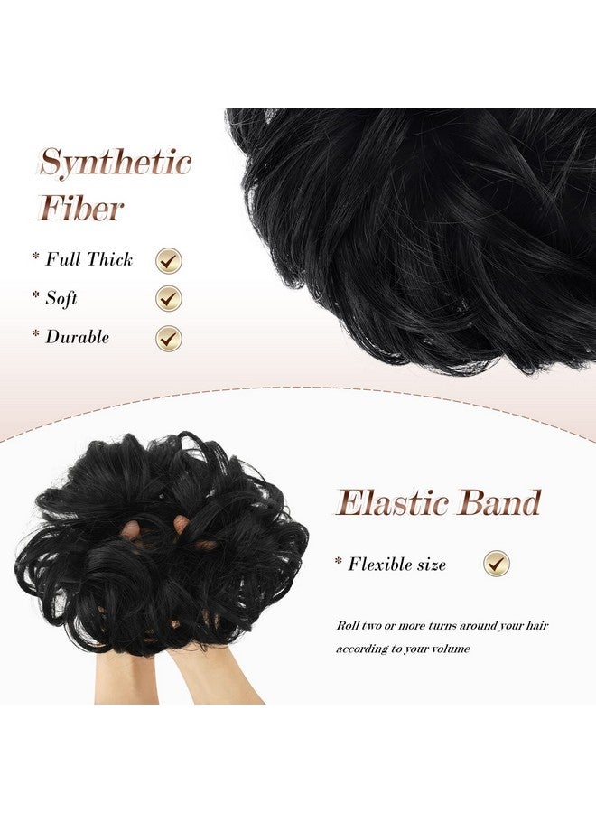 فيشبن وصلات شعر مموجة ومجعدة ومبعثرة من FESHFEN، كعكة شعر، شعر مستعار، ربطة شعر، كعكة شعر مرفوعة، قطعة شعر، شريط شعر، وصلات شعر على شكل ذيل حصان، وصلات شعر-1# أسود - Image 4