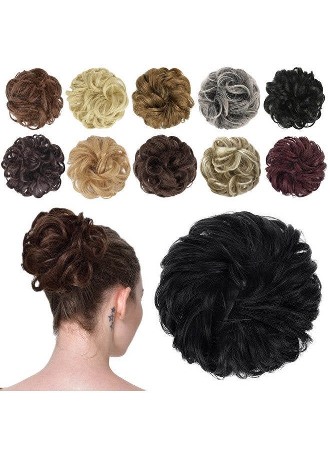 فيشبن وصلات شعر مموجة ومجعدة ومبعثرة من FESHFEN، كعكة شعر، شعر مستعار، ربطة شعر، كعكة شعر مرفوعة، قطعة شعر، شريط شعر، وصلات شعر على شكل ذيل حصان، وصلات شعر-1# أسود - Image 1