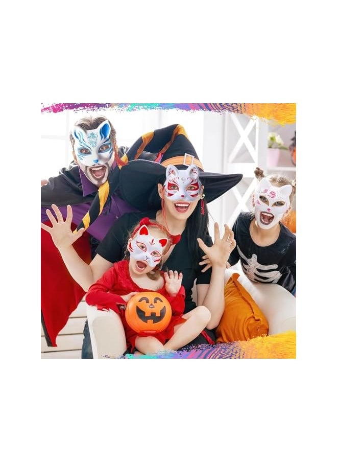 The Bros Cat Fox Mask, White Paper Blank Mask, DIY Animal Unpainted Craft Mask for Party Masquerade Costume Halloween, Pack of 6  - Image 5